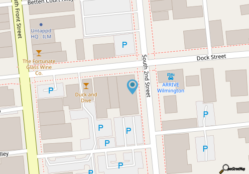 Elegant 2bd/2ba in Historic Downtown Wilmington w/Parking map location